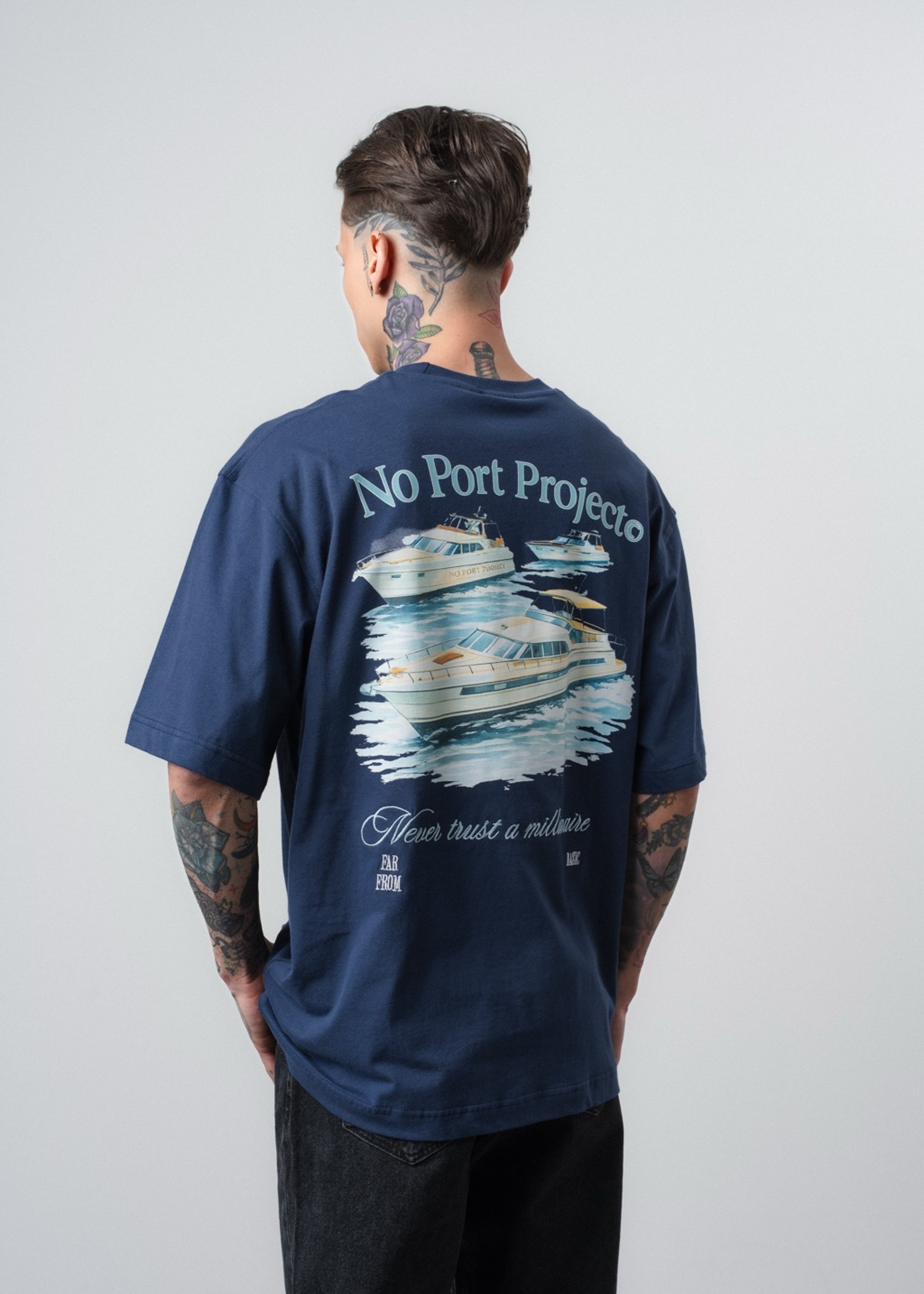 Men's No Port Printed Oversize T-Shirt Navy – 1810 Store
