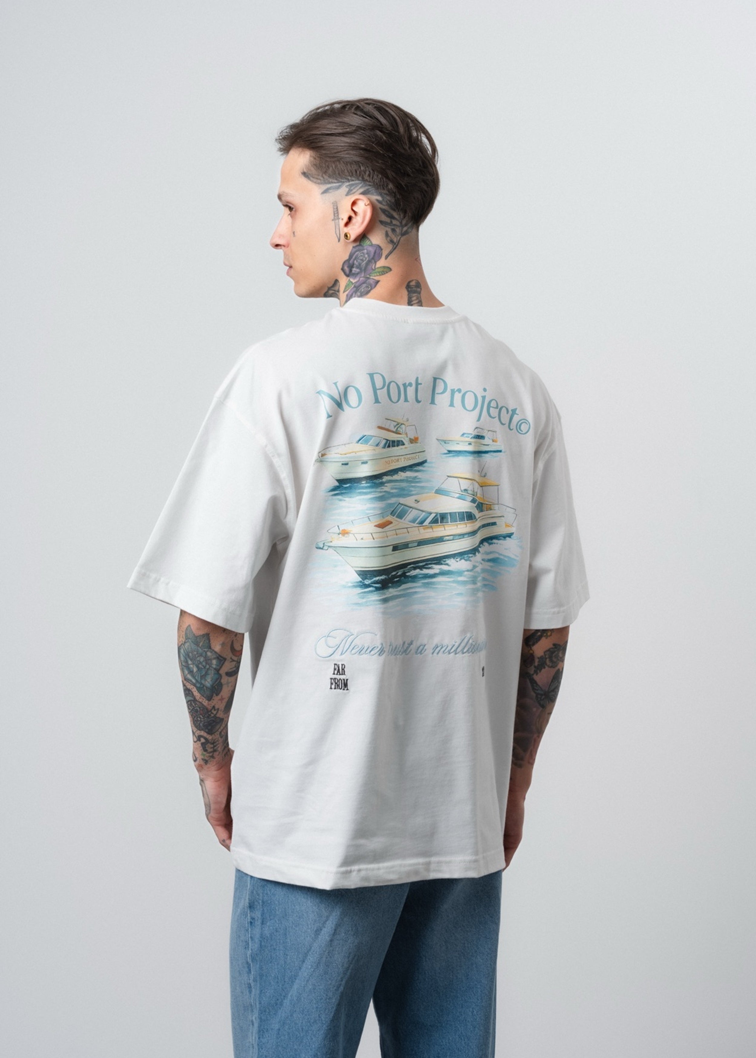 Men's No Port Printed Oversize T-Shirt White – 1810 Store