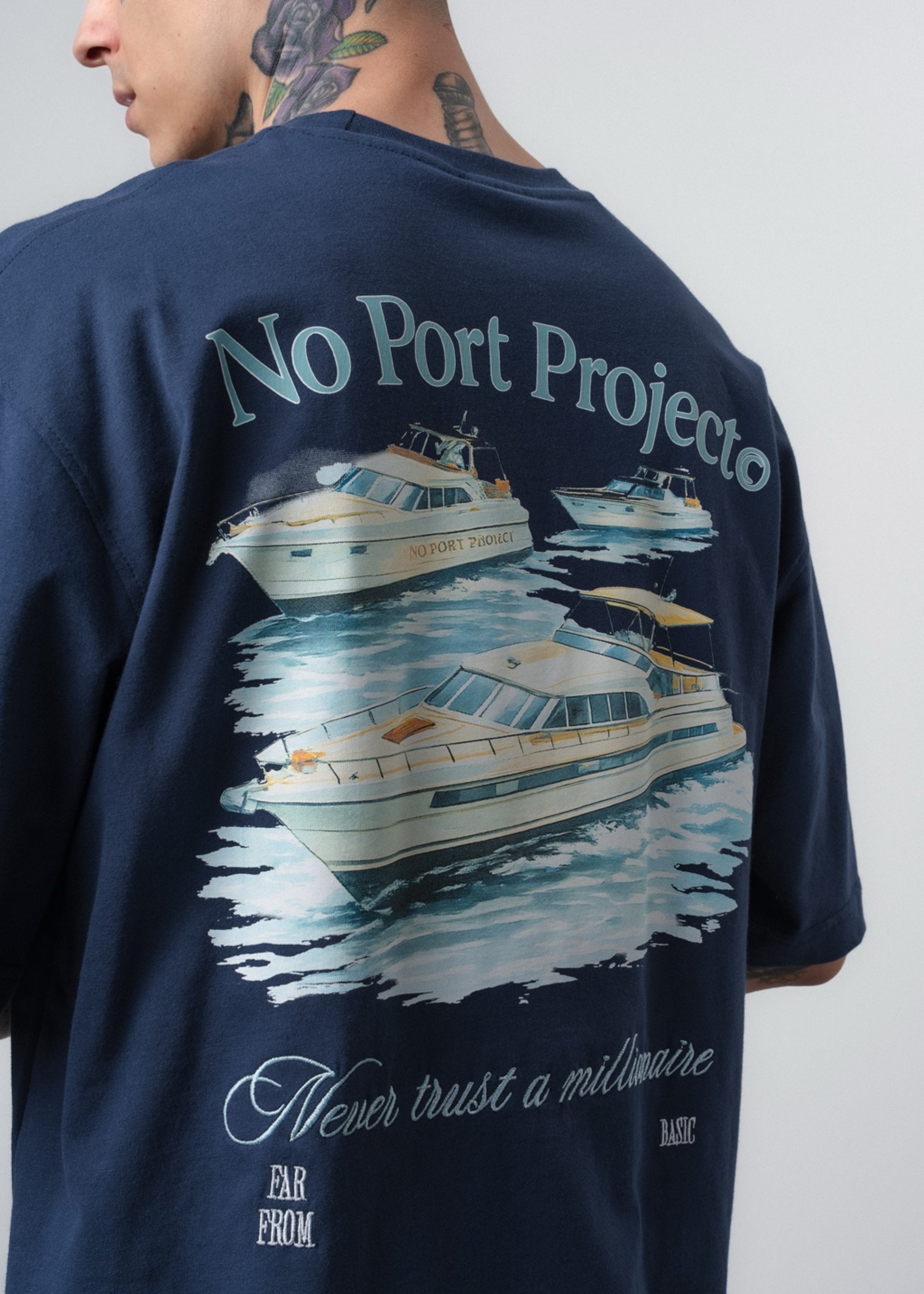 Men's No Port Printed Oversize T-Shirt Navy – 1810 Store